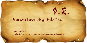 Veszelovszky Réka névjegykártya